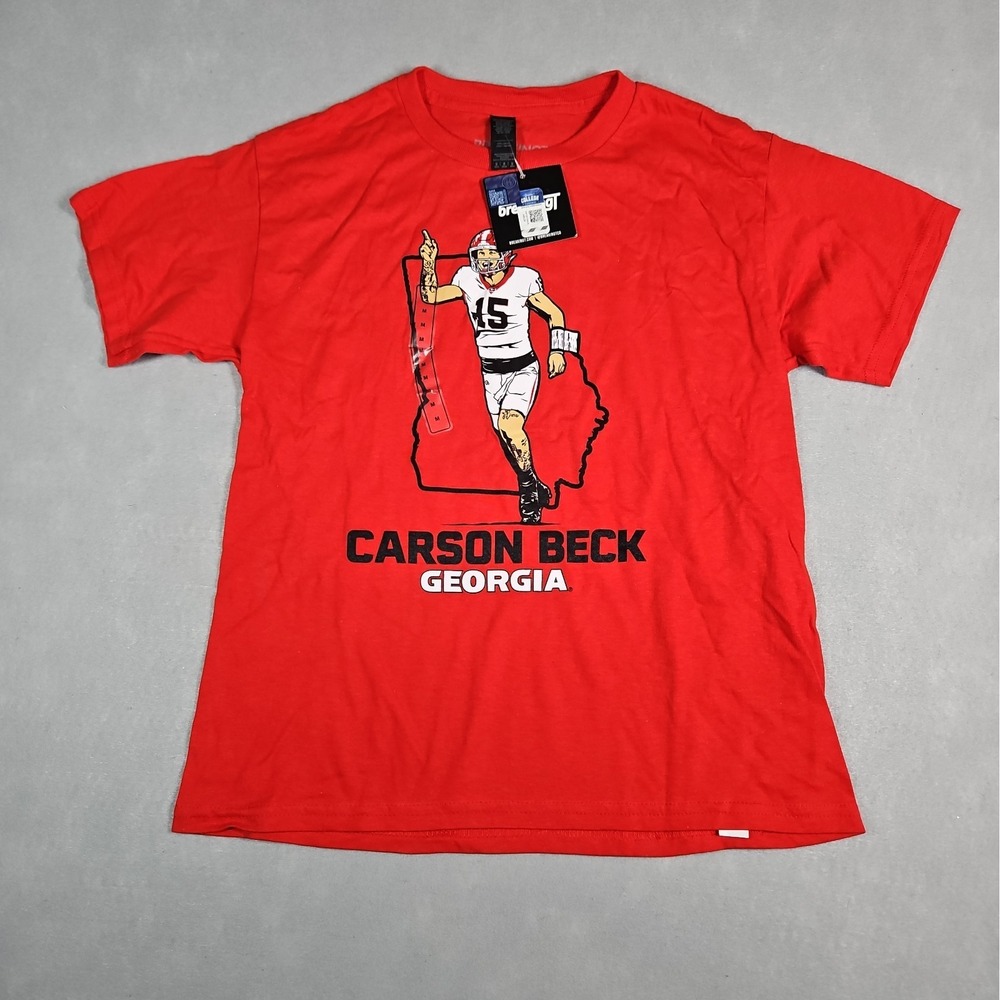 Carson Beck Georgia Bulldogs Youth Red Graphic T Shirt Size Medium NWT
